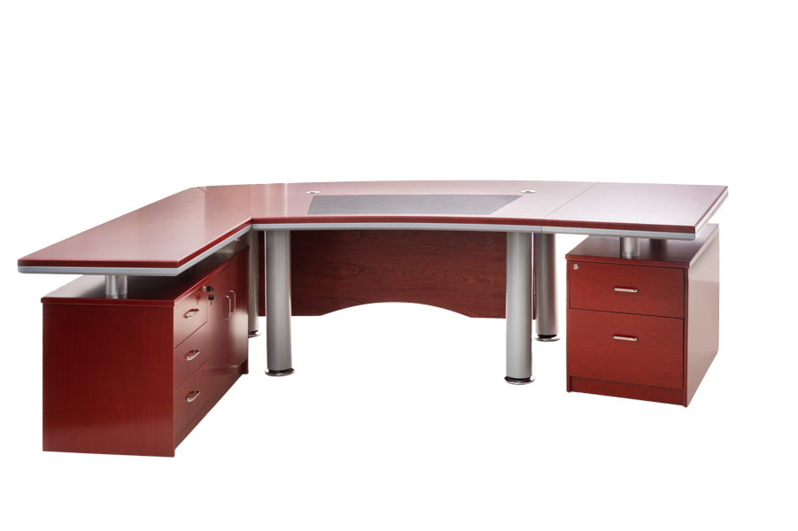 Büromöbel Chef Schreibtisch BERLIN links 260 cm Furnier Winkelschreibtisch