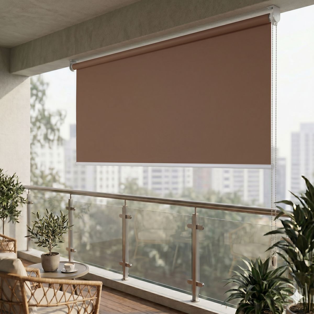 Sichtschutzrollo Vertikalmarkise Sonnenschutz Sichtschutz blickdichtes Rollo Fenster 1,4x2,3m Braun