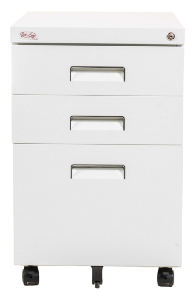 Büro Rollcontainer 3 Schubladen mit Hängeregistratur abschliessbar PAUL weiss Rollschrank