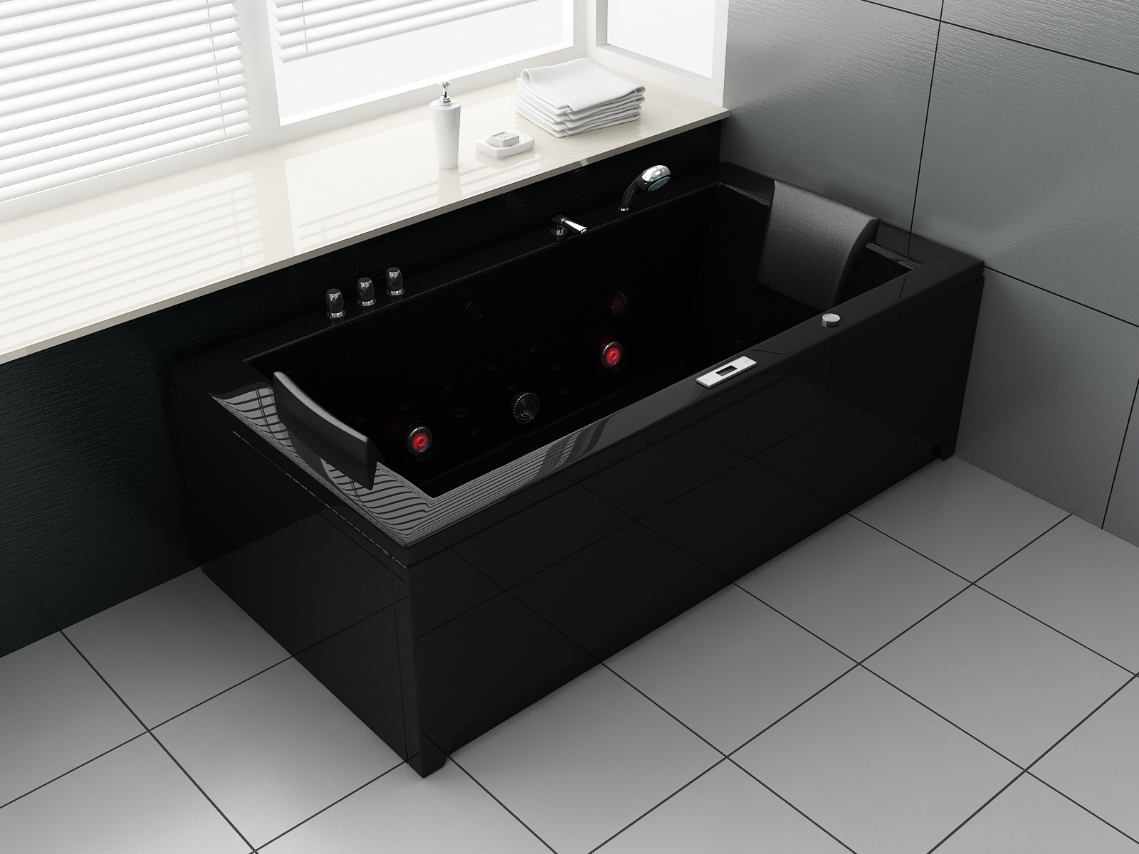 Whirlpool VILLA EUGENIE Badewanne schwarz 183 x 90 cm