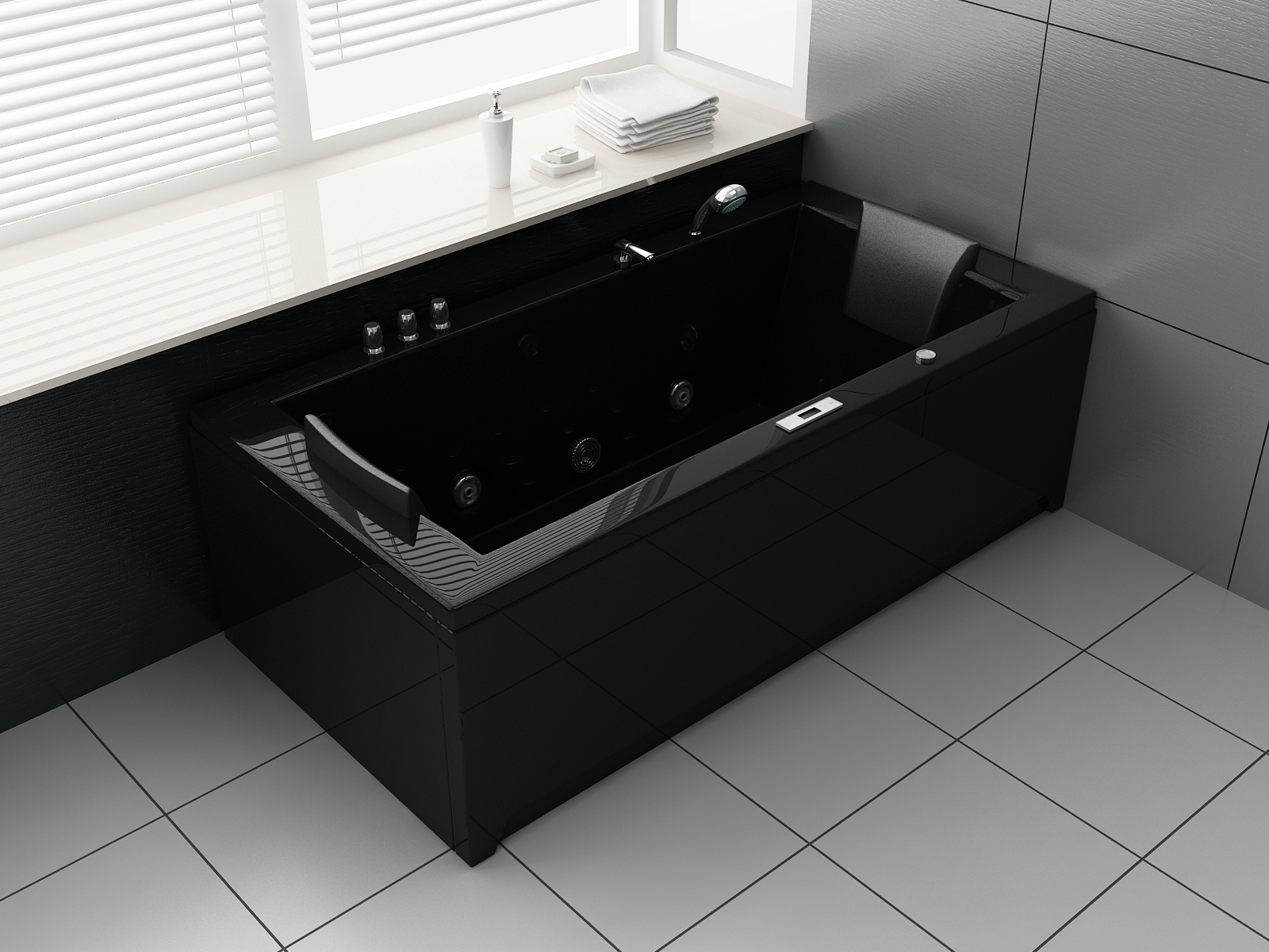 Whirlpool VILLA EUGENIE Badewanne schwarz 183 x 90 cm