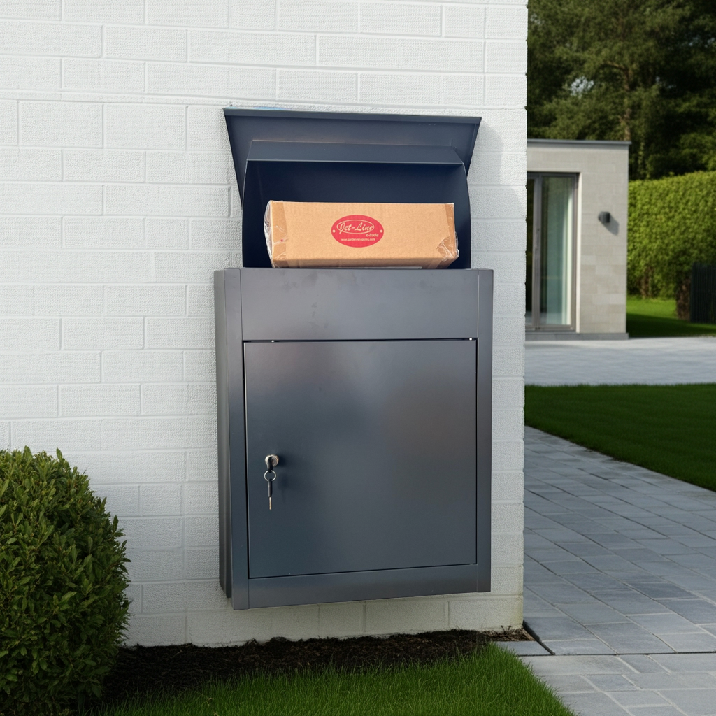 Jet-Line® | Paketbox |Paketablage Briefbox  mit Paketfach Gr. L | Metall anthrazit 55x35x45,5cm