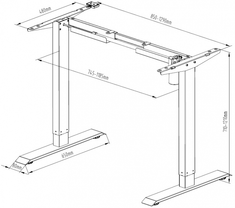 Motorized frame BASIC for height-adjustable desk, grey