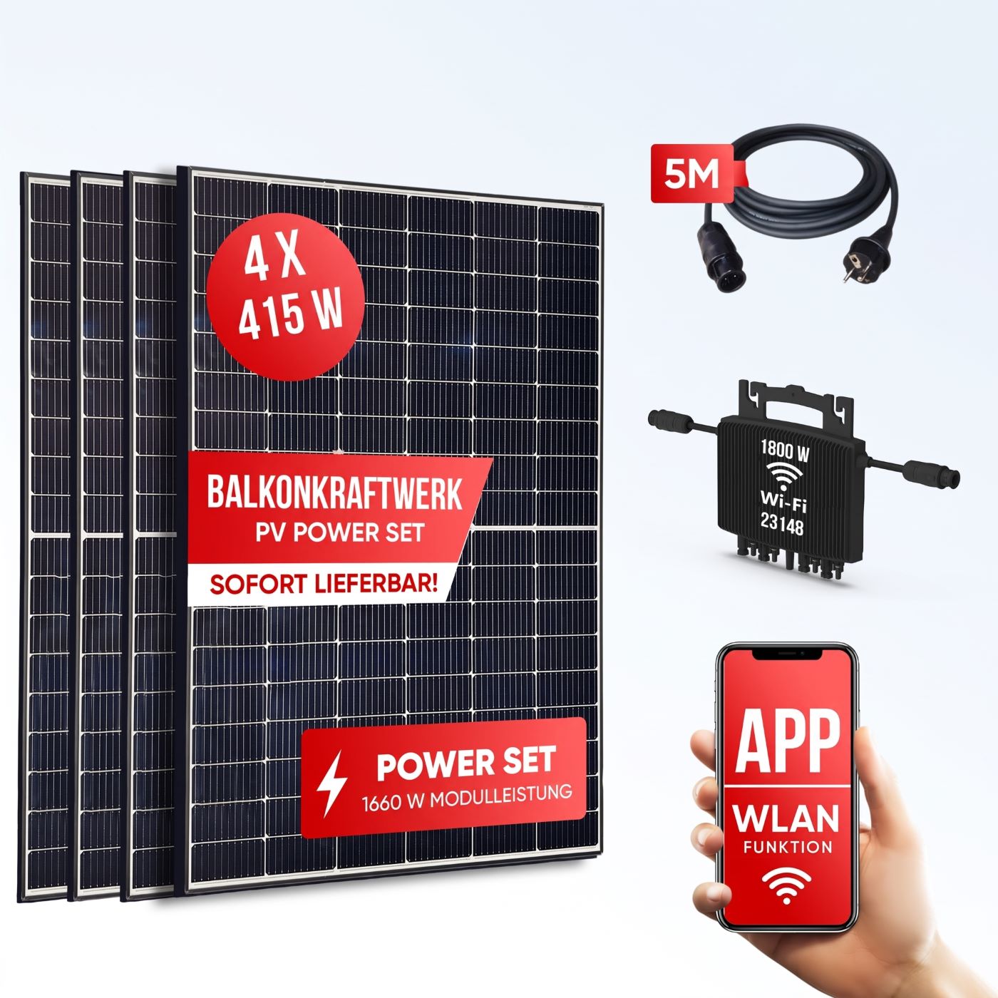 Solarmodul, PV-Kraftwerk, Balkonkraftwerk, Wärmepanel, USB-Adapter