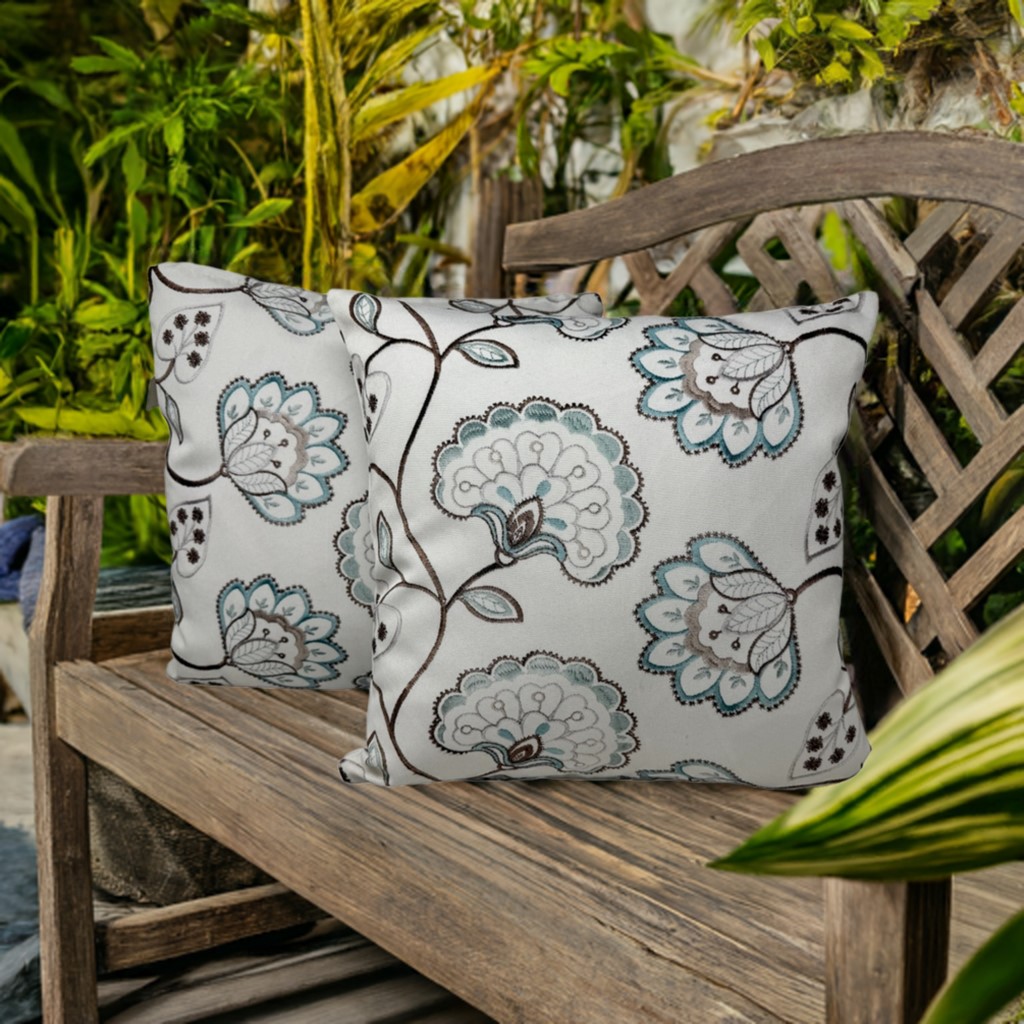 Jet-Line | 2-er Set Deko Kissen inkl. Füllung | Set Blüten | 40x40 cm | Sofakissen | In- und Outdoor