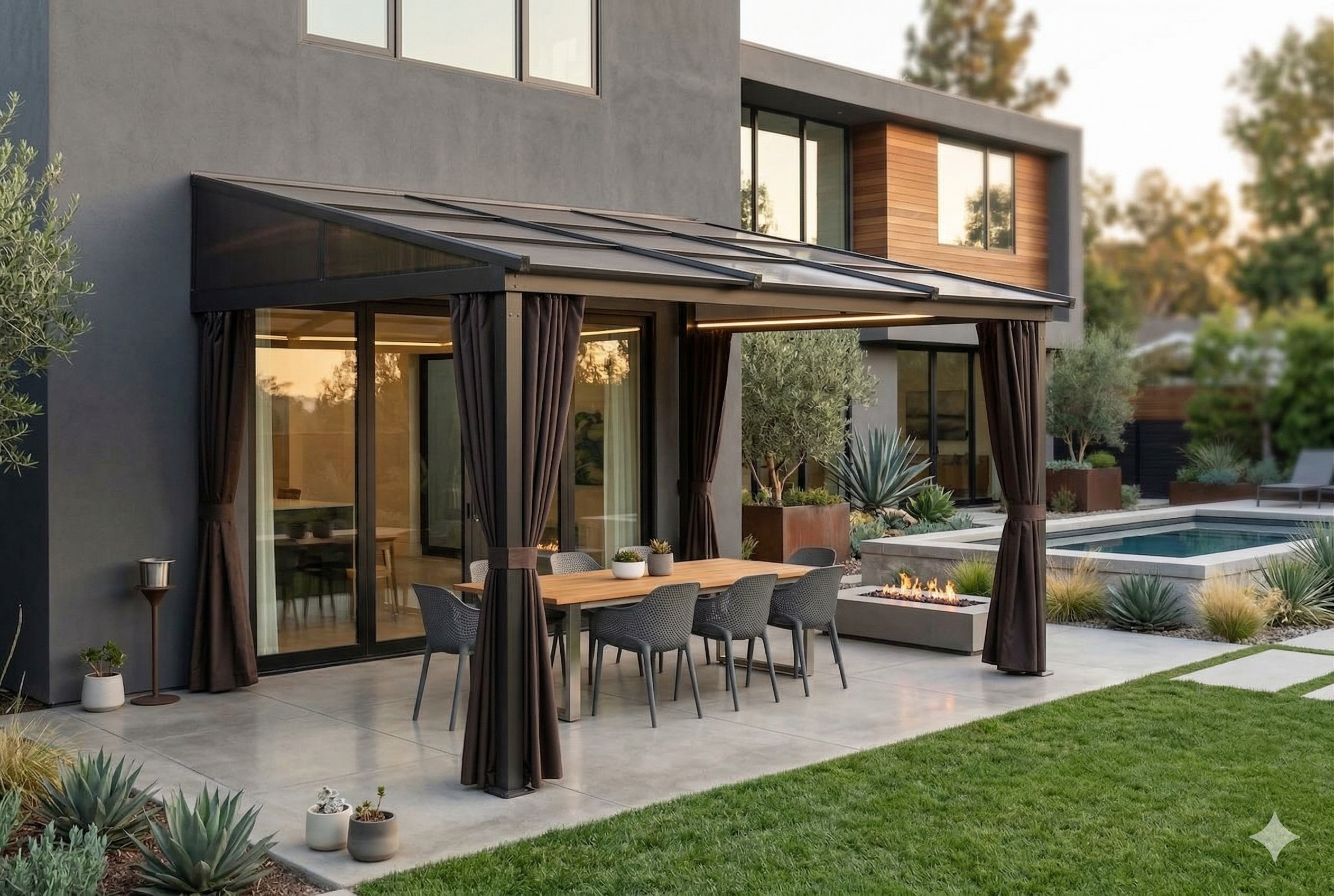 Pavillon Gartenpavillon 3x3,6m Karoom anthrazit aus Aluminium Schiebedach