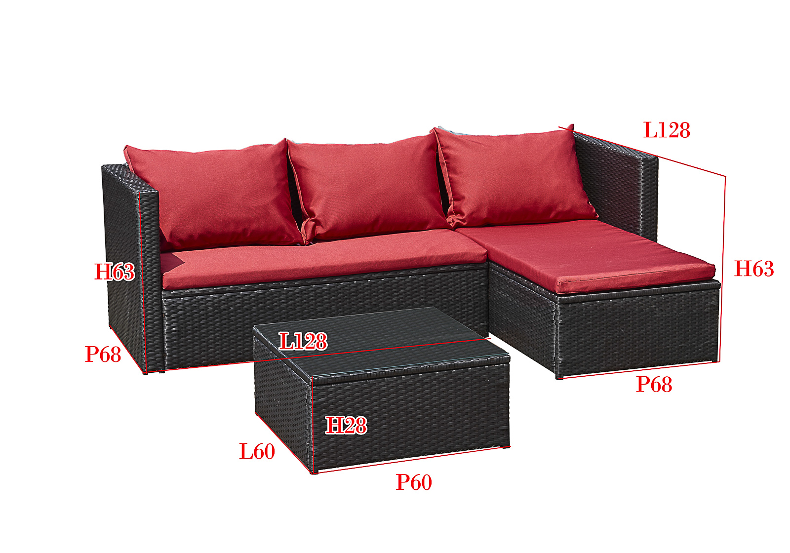 Garden furniture Bergen III black red