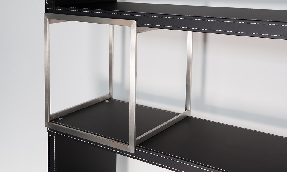 Jet-Line Büromöbel Aktenschrank Pavia Lederoptik Edelstahl Büro Schrank