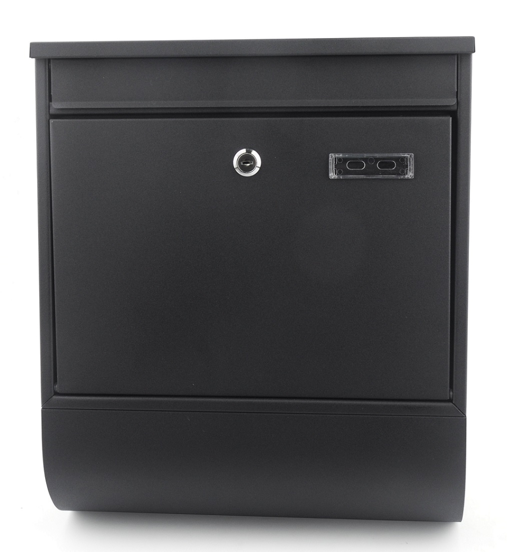 Jet-Line Letterbox with house number holder, matted black