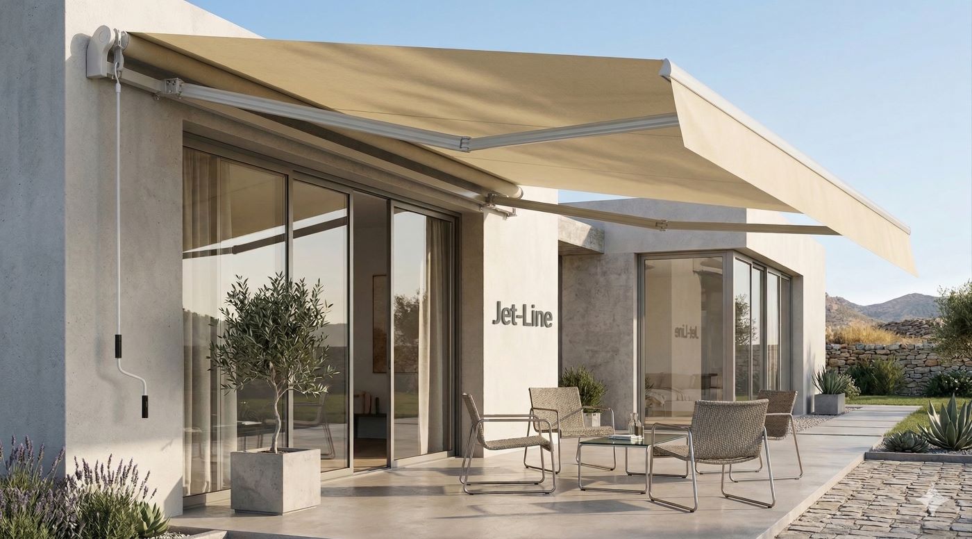 Markise Gelenkarmmarkise 5x3m Sunconnect beige UV-Schutz Wasserbeständig Terrasse Balkon Gartenmöbel