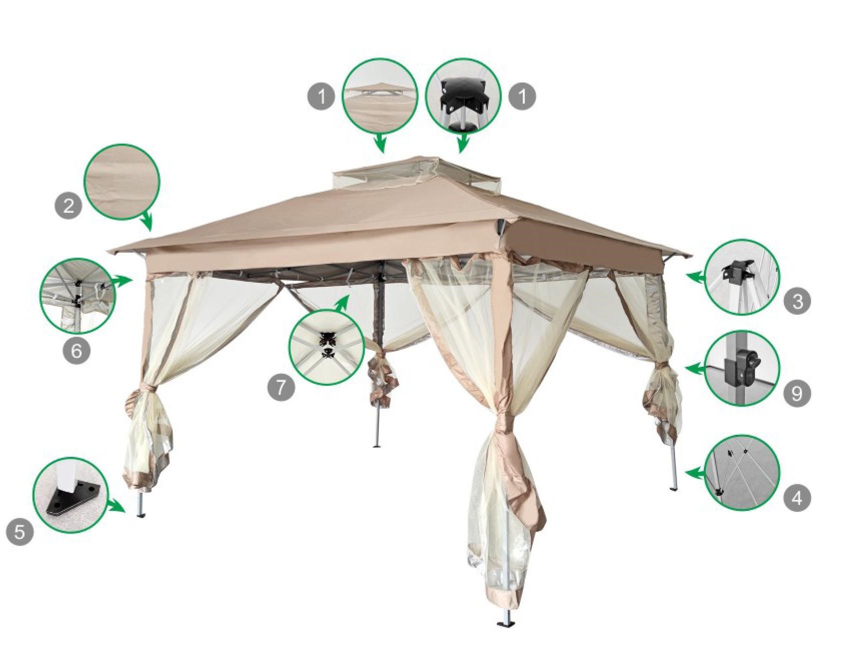 Pavillon Gartenpavillion Pergola Metall Outdoor Kleopatra 335x335x270cm faltbar
