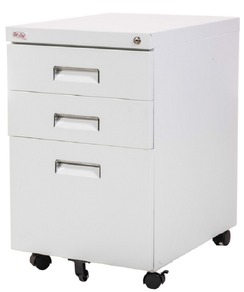 Büro Rollcontainer 3 Schubladen mit Hängeregistratur abschliessbar PAUL weiss Rollschrank