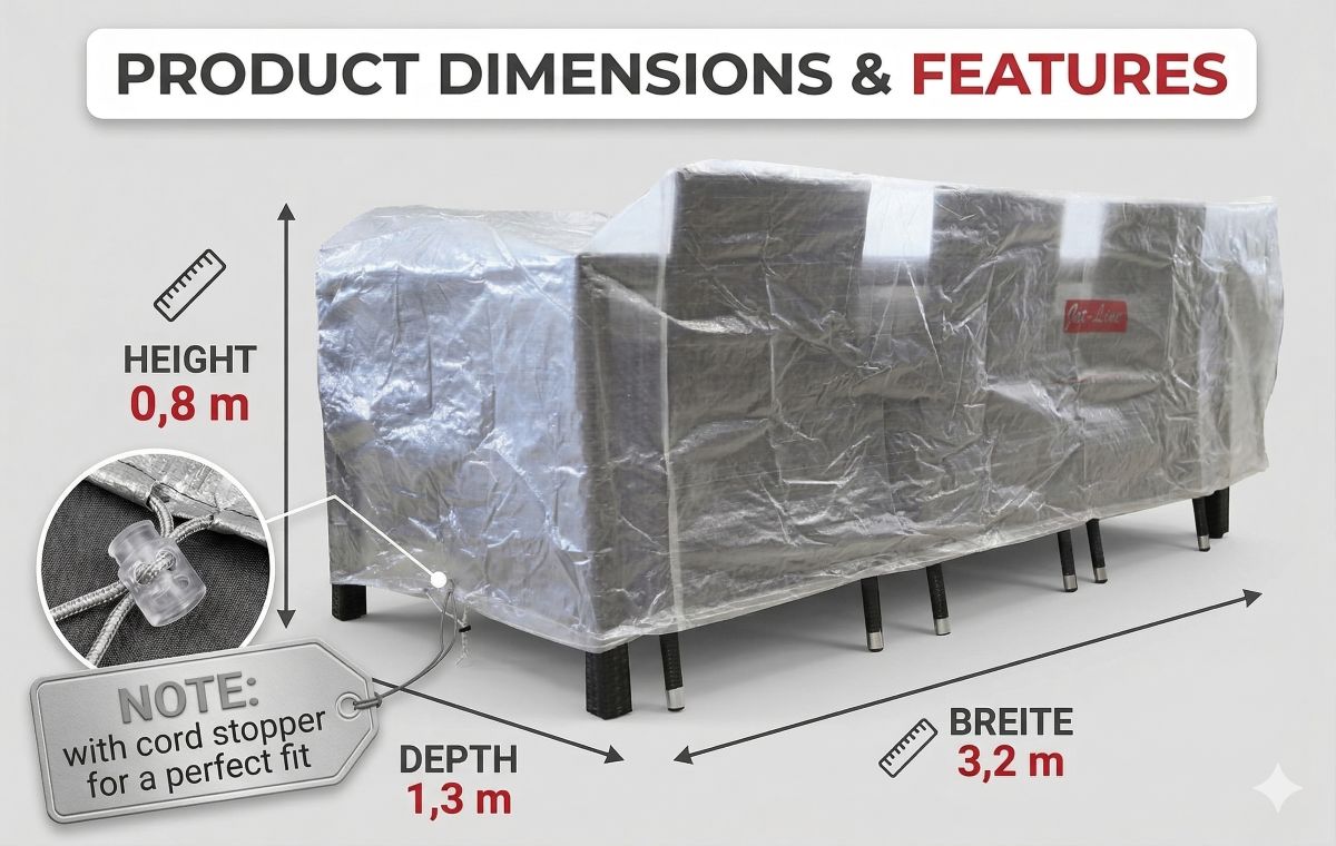 Abdeckplane Palermo 320 x 130 x 80 cm transparent