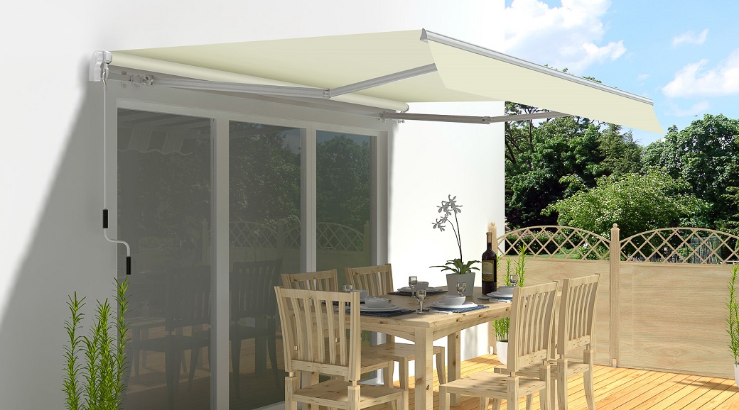 Folding Arm Awning "Sunconnect", beige 3.95x2.5m