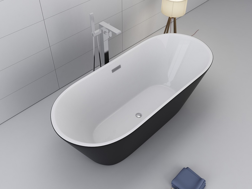Badewanne Design LAUSANNE II schwarz Freistehend 170 x 80 cm
