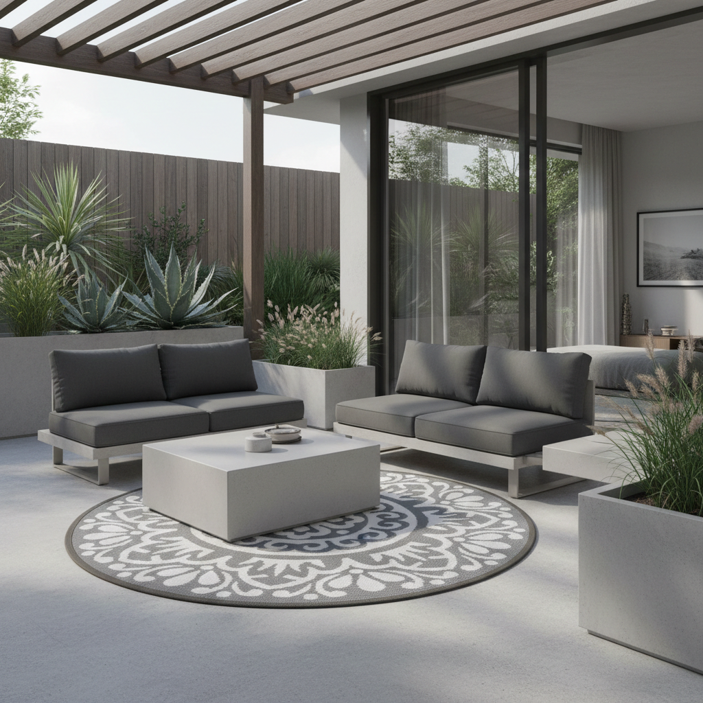 Garten Outdoor Teppich Rondo dunkelgrau rund 120 cm von Jet-Line