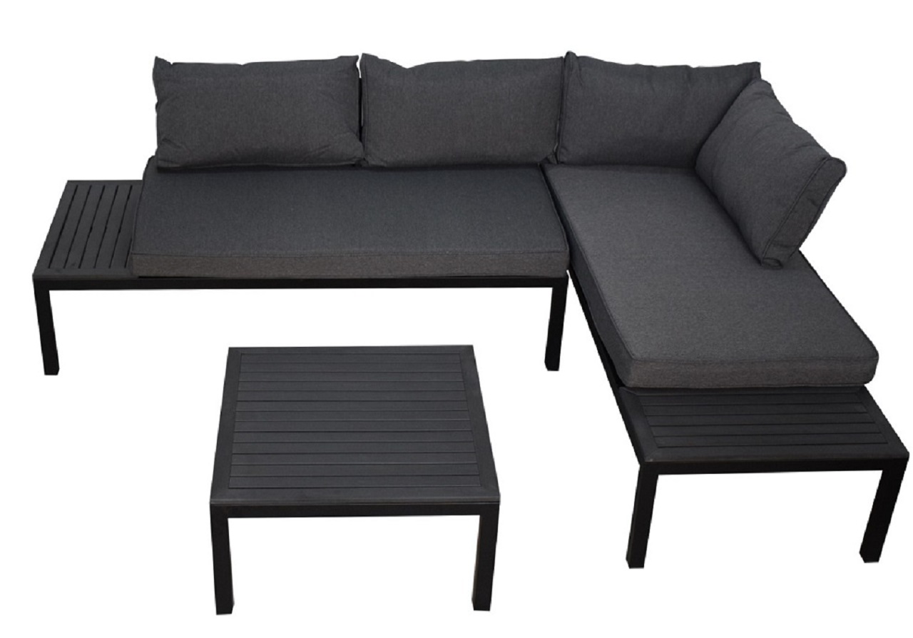 Lounge Set Gartenset KASSANDRA Outdoor Balkon Wetterfest schwarz Jet-Line