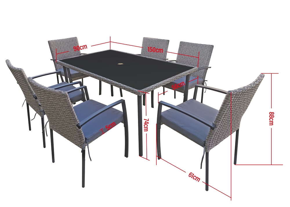 Gartenmöbel Essgruppe 6-Sitzer Carlo grau Jet-Line Dining Set