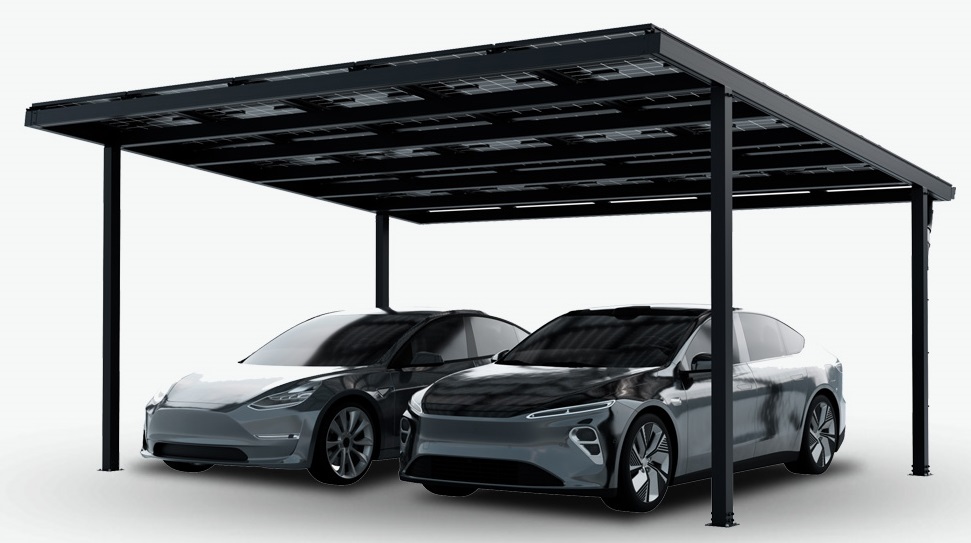 Solar Carport Doppelcarport Aluminium Rahmen ohne Module für zwei Fahrzeuge