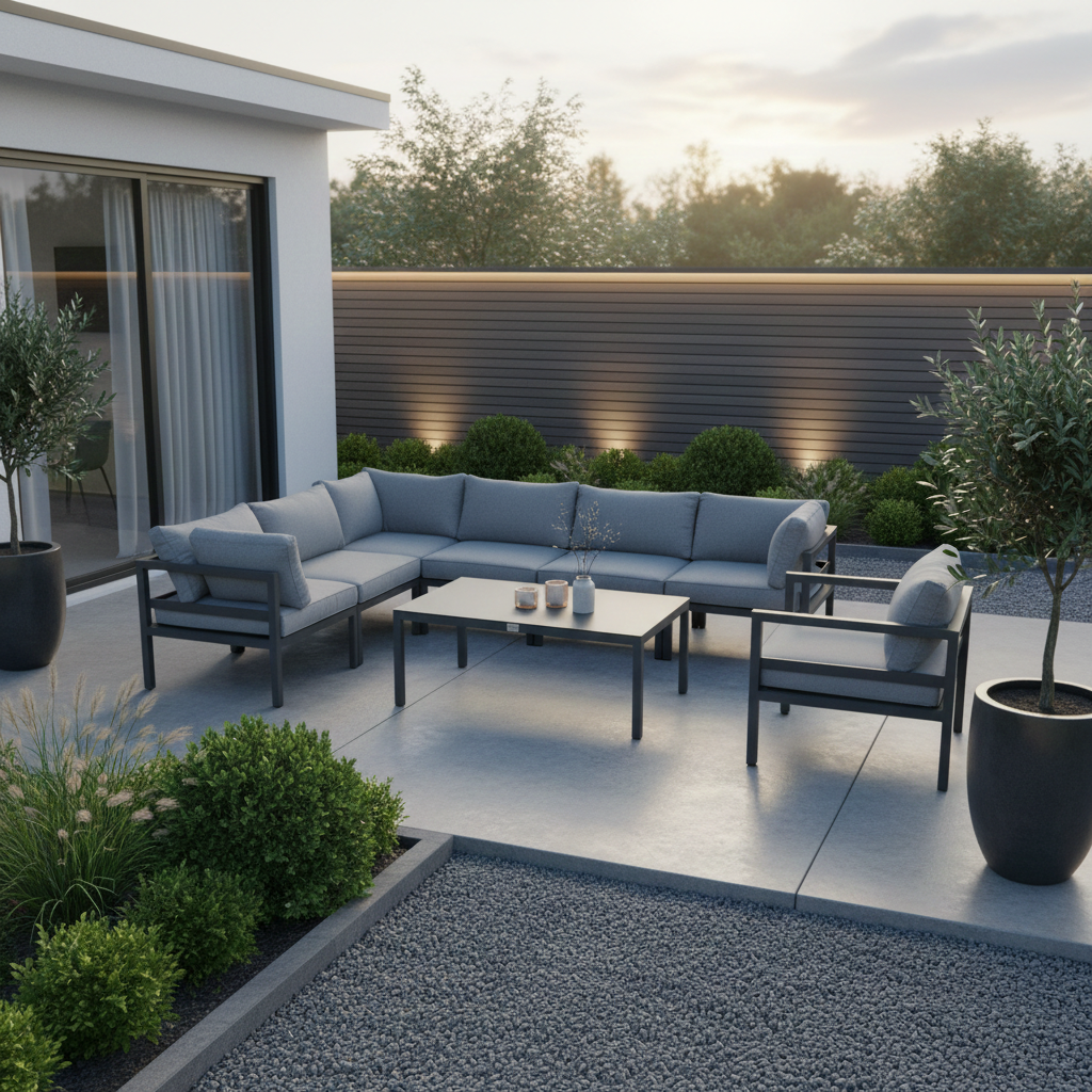 Jet-Line Gartenmöbel Ecklounge XXL Garten  KRETA hellgrau Aluminium