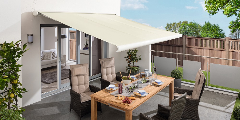 Elektrische Markise Vollkassettenmarkise SUNSHADE beige 5 x 3 m Kasettenmarkise