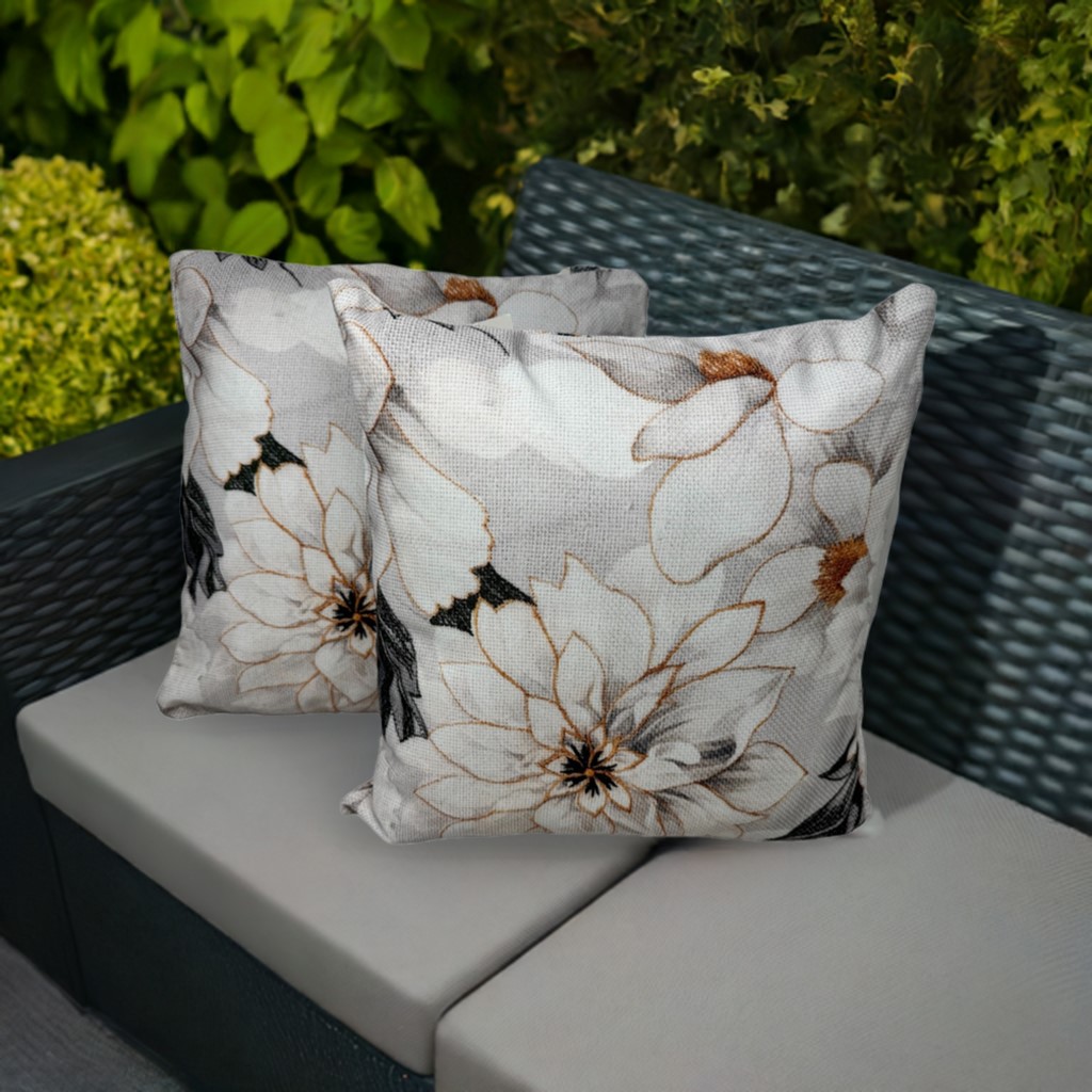 2-er Deko Kissen Set Pfingstrose 40x40 cm Sofakissen für In- und Outdoor mit Füllung
