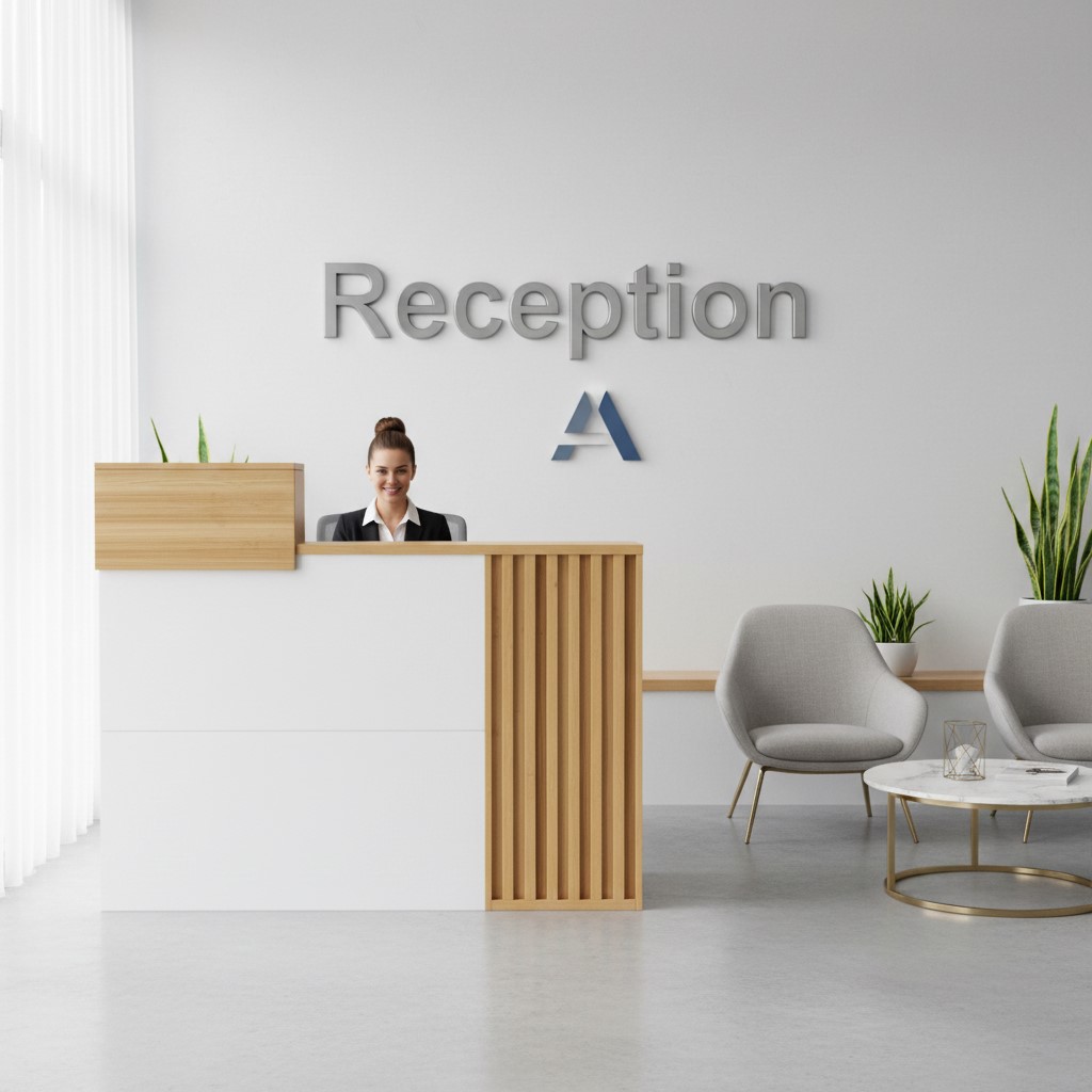 Empfangstheke Tresen für Ihr Büro Avignon weiß Eiche Salon Kanzlei  Praxis Möbel von Jet-Line