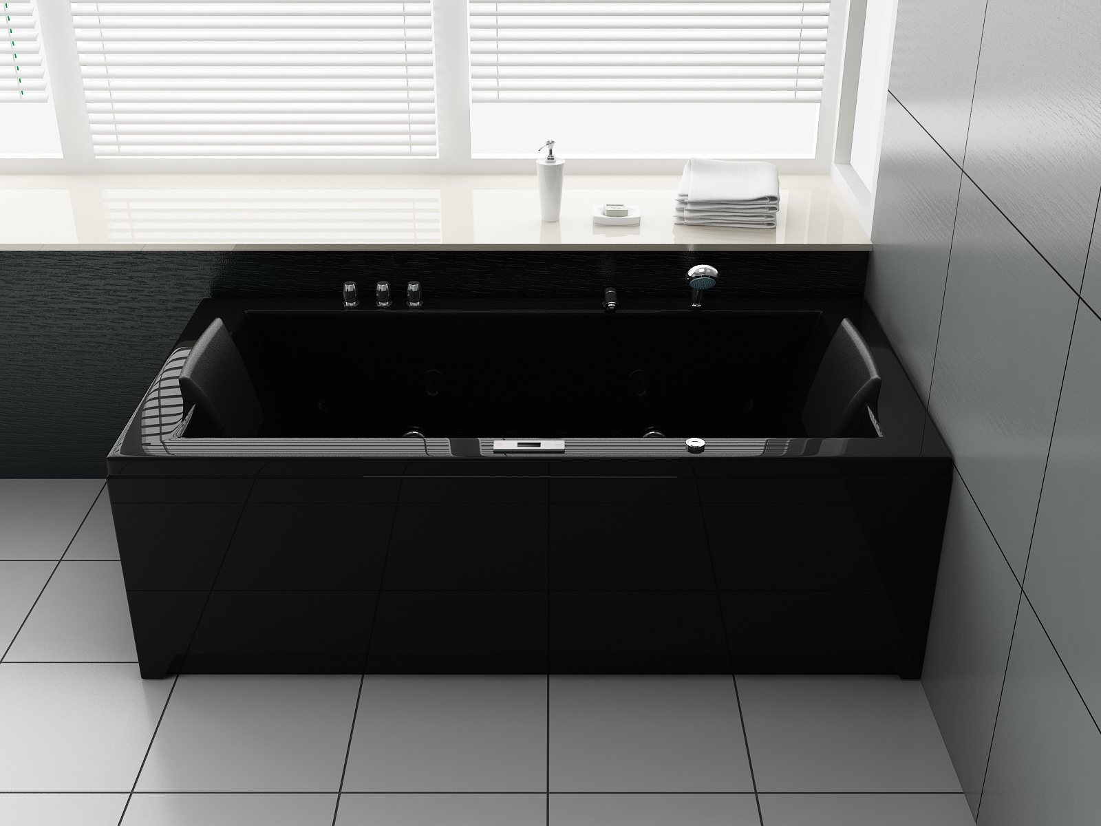 Whirlpool VILLA EUGENIE Badewanne schwarz 183 x 90 cm