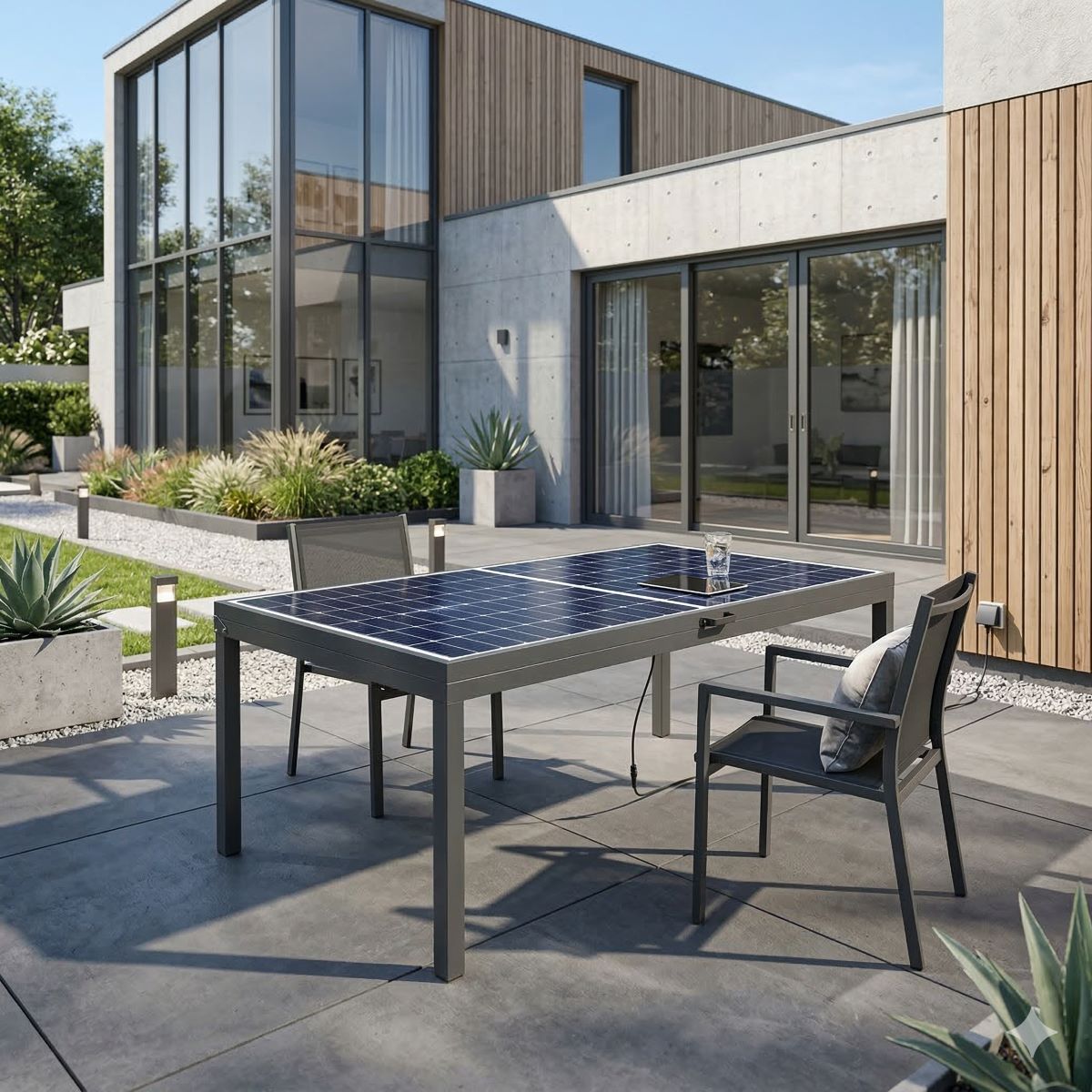 Jet-Line Solar Gartentisch Balkonsolar Ständer 450 W Modul 6-Personen Tisch