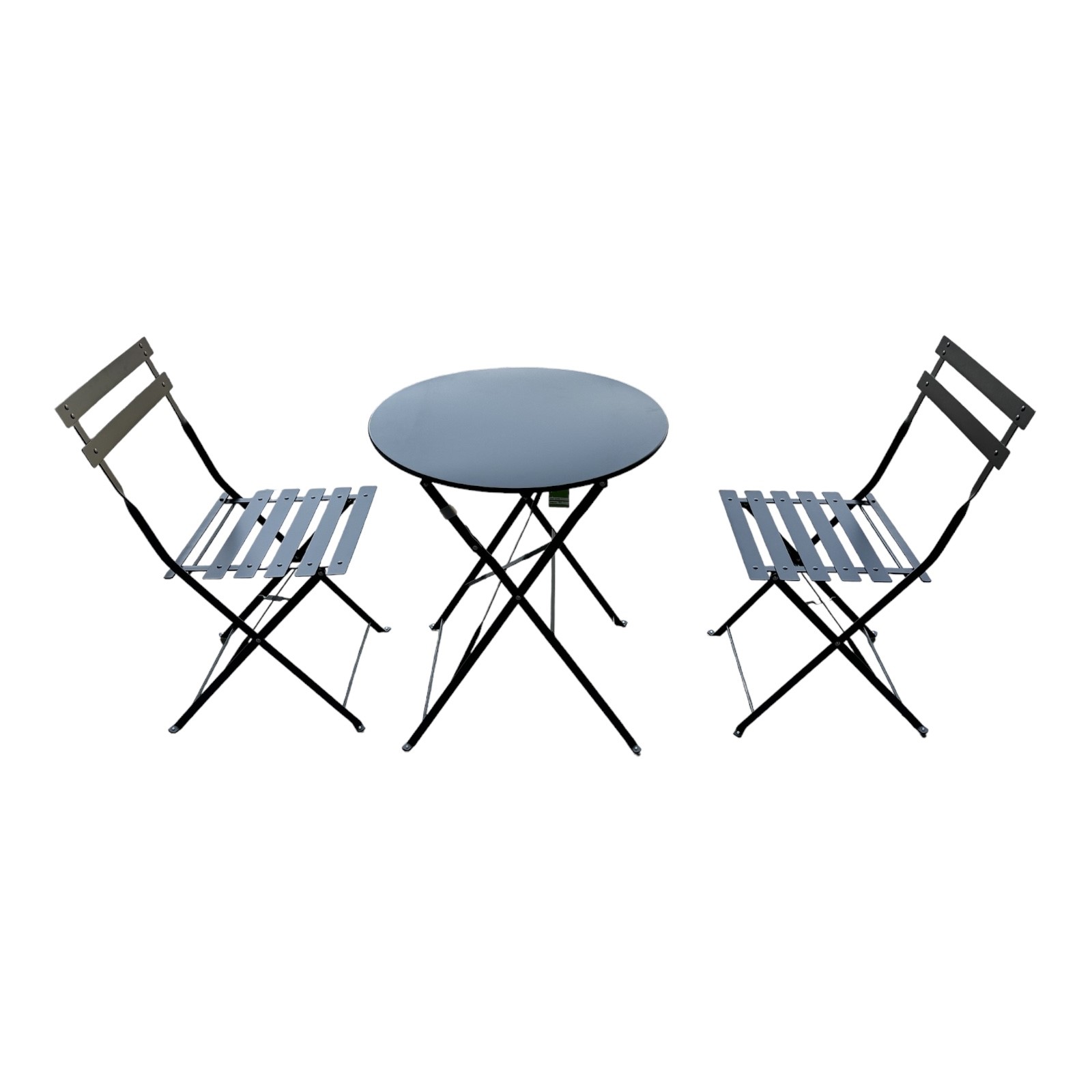 Jet-Line | Bistro Gartenmöbel Set | schwarz | Tisch mit 2 Klappstühlen | Terrasse | Balkon | Garten