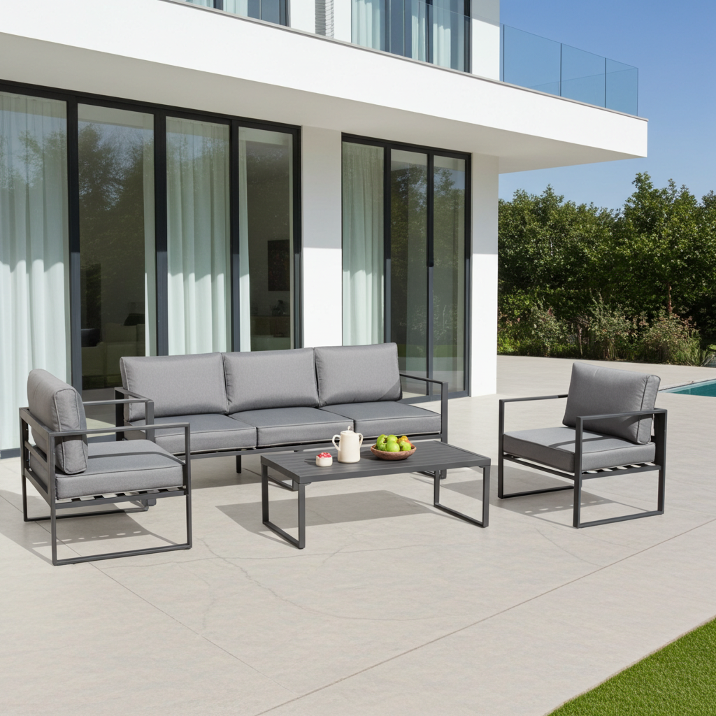 Jet-Line Gartenmöbel Lounge Garten  KRETA II hellgrau Aluminium