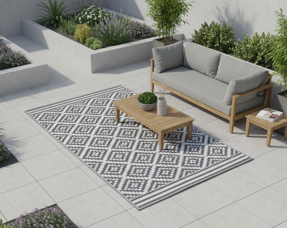 Garten Kunststoffteppich Austin grau 90x150 cm