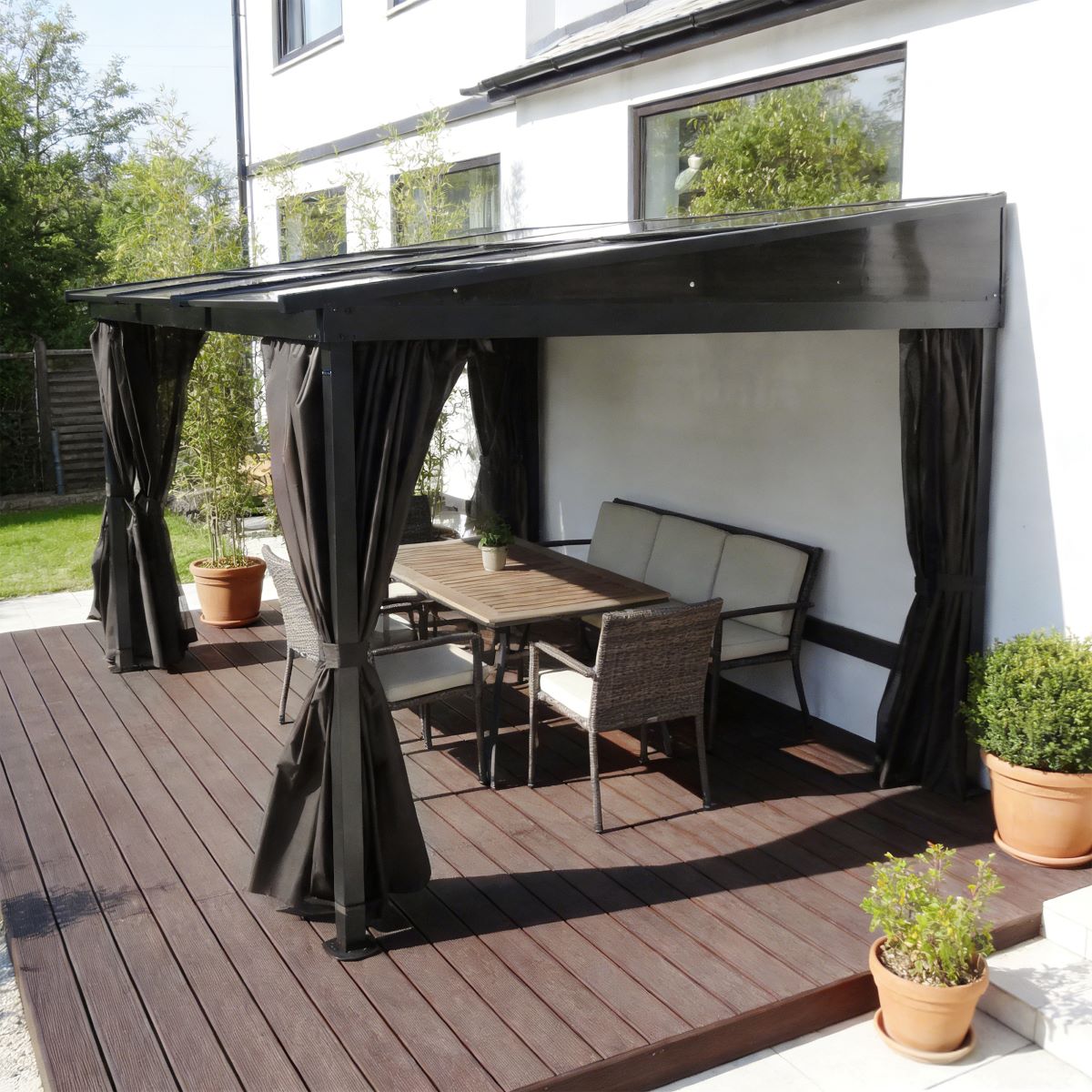 Pavillon Gartenpavillon 3x3,6m Karoom anthrazit aus Aluminium Schiebedach