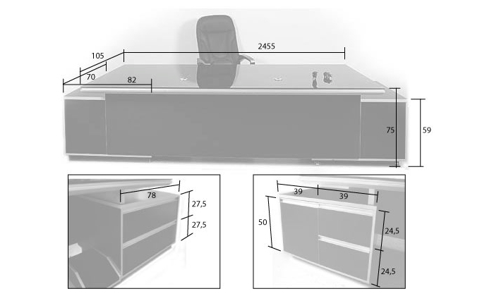 Büromöbel Chef Schreibtisch KEHL in schwarz XXL inkl. Sideboards