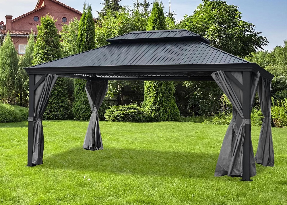 Alu Garten Pavillon DAMASKUS 3x3,65 m mit festem Aludach Pergola