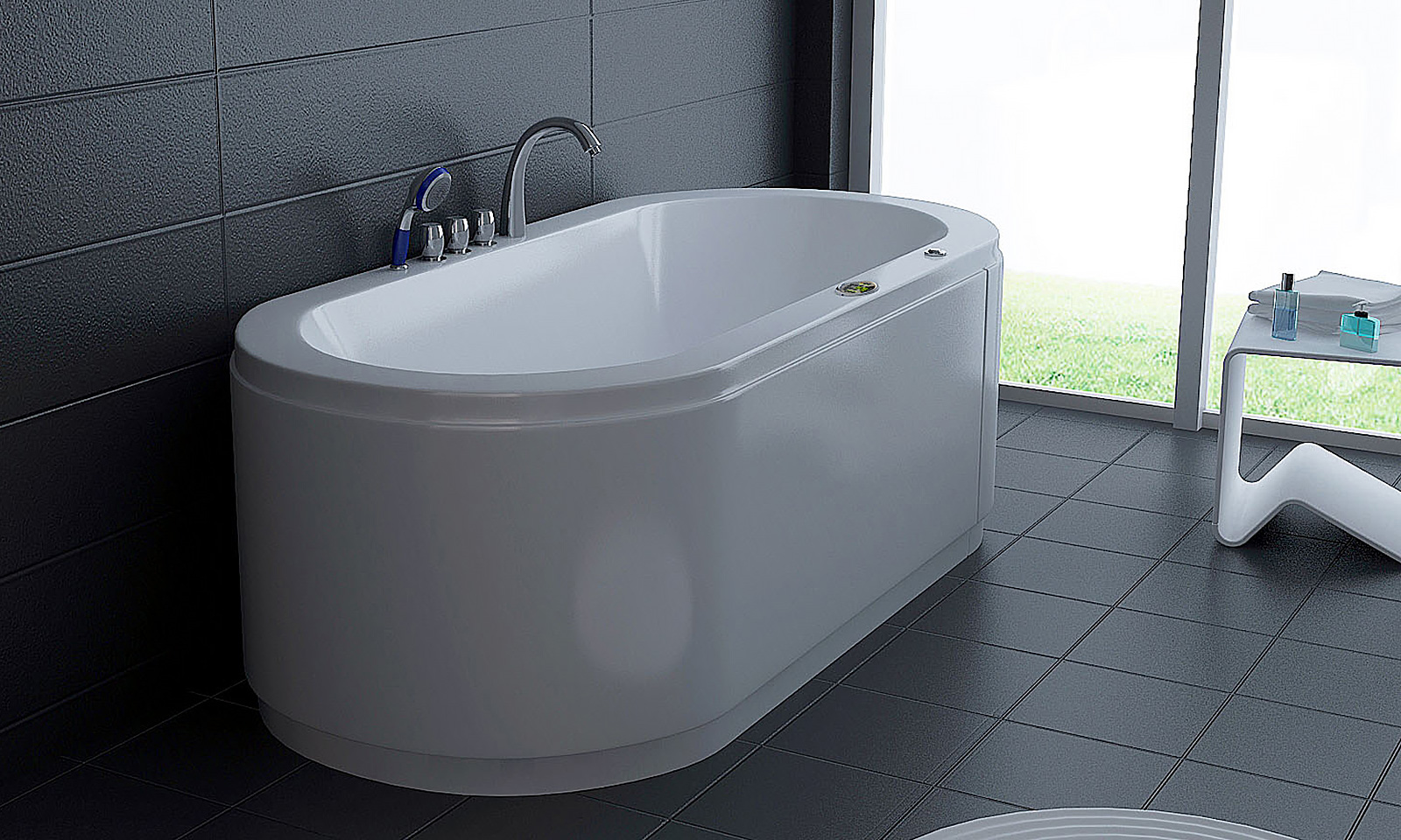 Whirlpool Oval Villa Sofia weiss Badewanne Oval Jet-Line