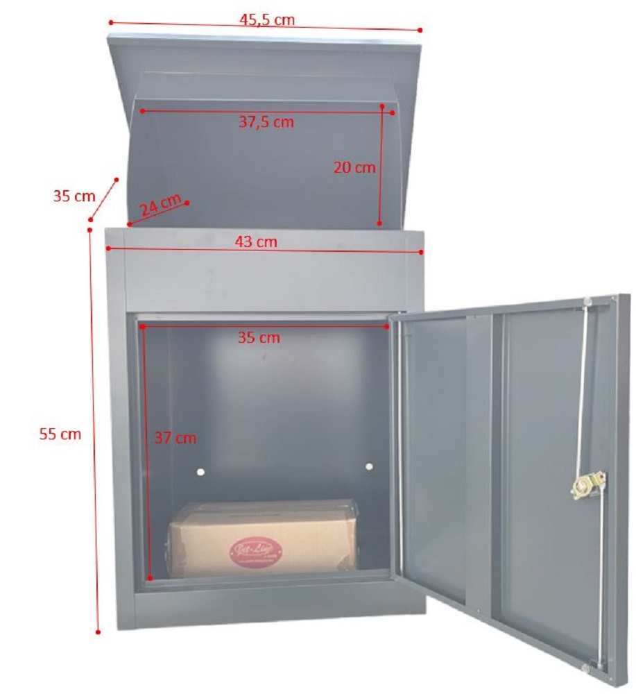 Jet-Line® | Paketbox |Paketablage Briefbox  mit Paketfach Gr. L | Metall anthrazit 55x35x45,5cm