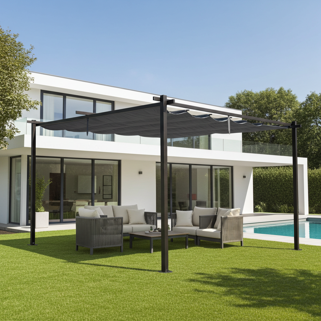 Jet-line | Pavillon Luxor Light | Pergola Überdachung | Sonnenschutz | Terrasse | Garten | anthrazit