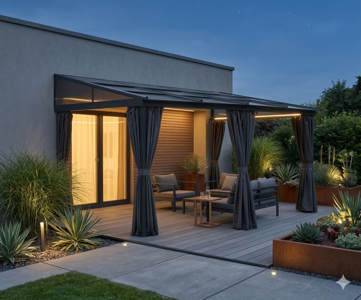 Pavillon Gartenpavillon 3x4,8m Ralimon anthrazit Aluminium mit Schiebedach