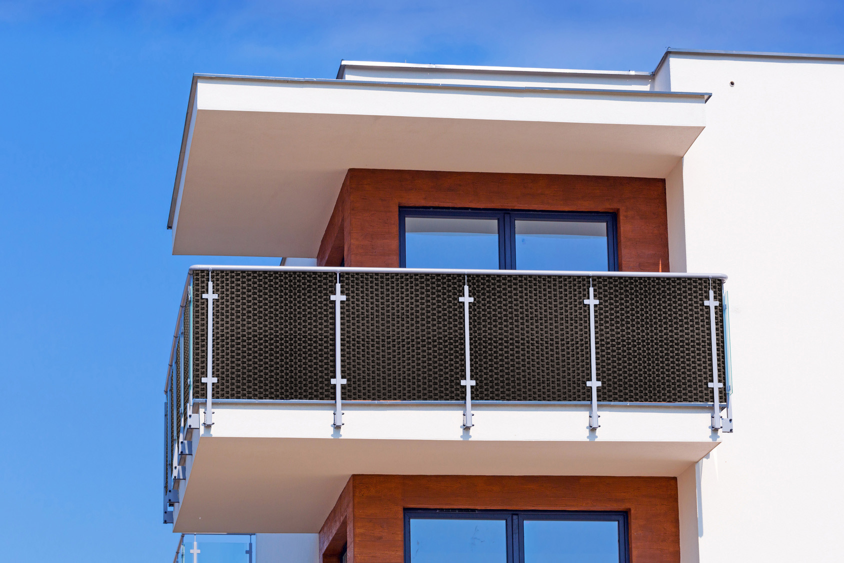 Balkonsichtschutz dunkelbraun Polyrattan 100 x 90 cm Sichtschutzmatte