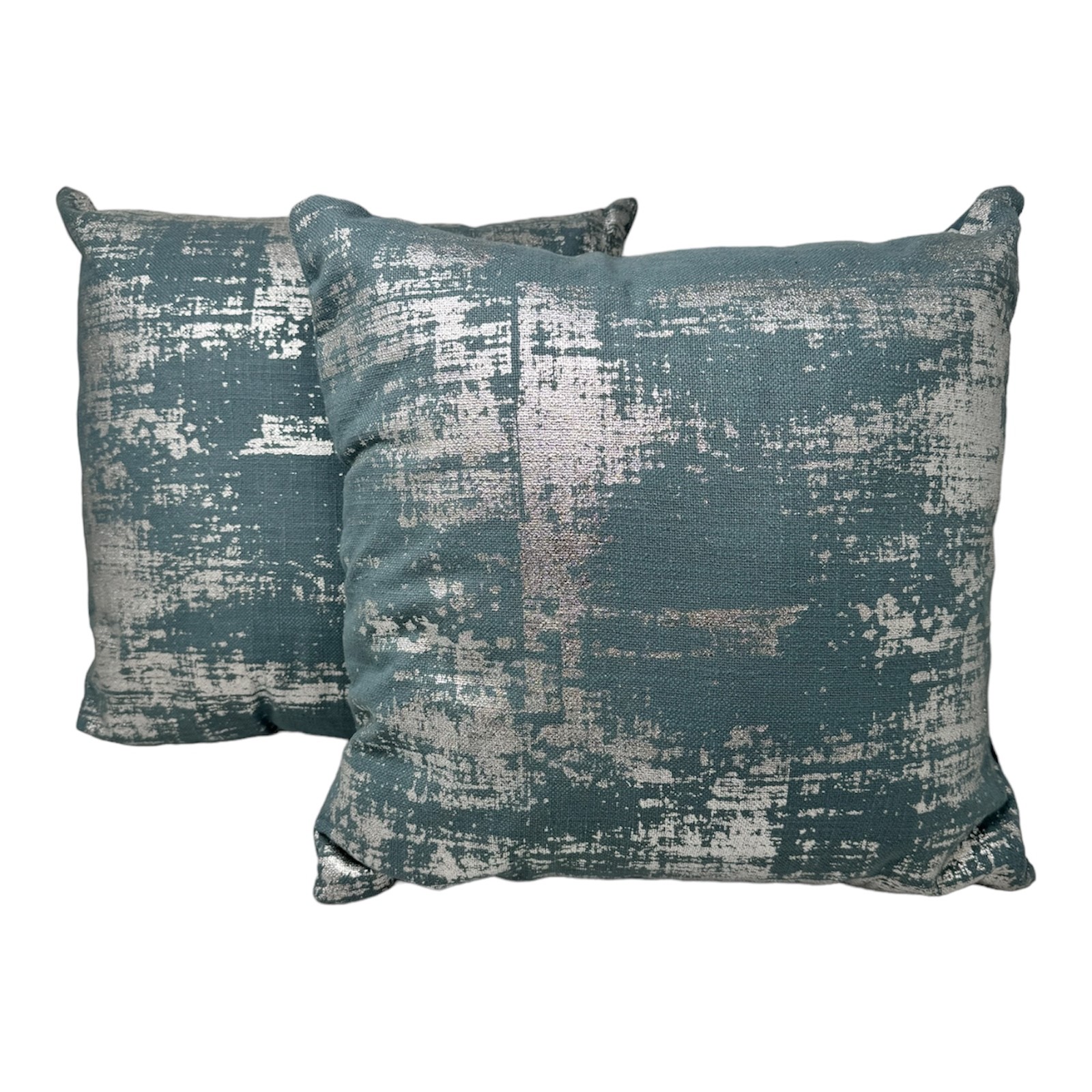 Jet-Line® 2-er Set Deko Kissen Petrol - Silber 40x40 cm Sofakissen Indoor mit Füllung