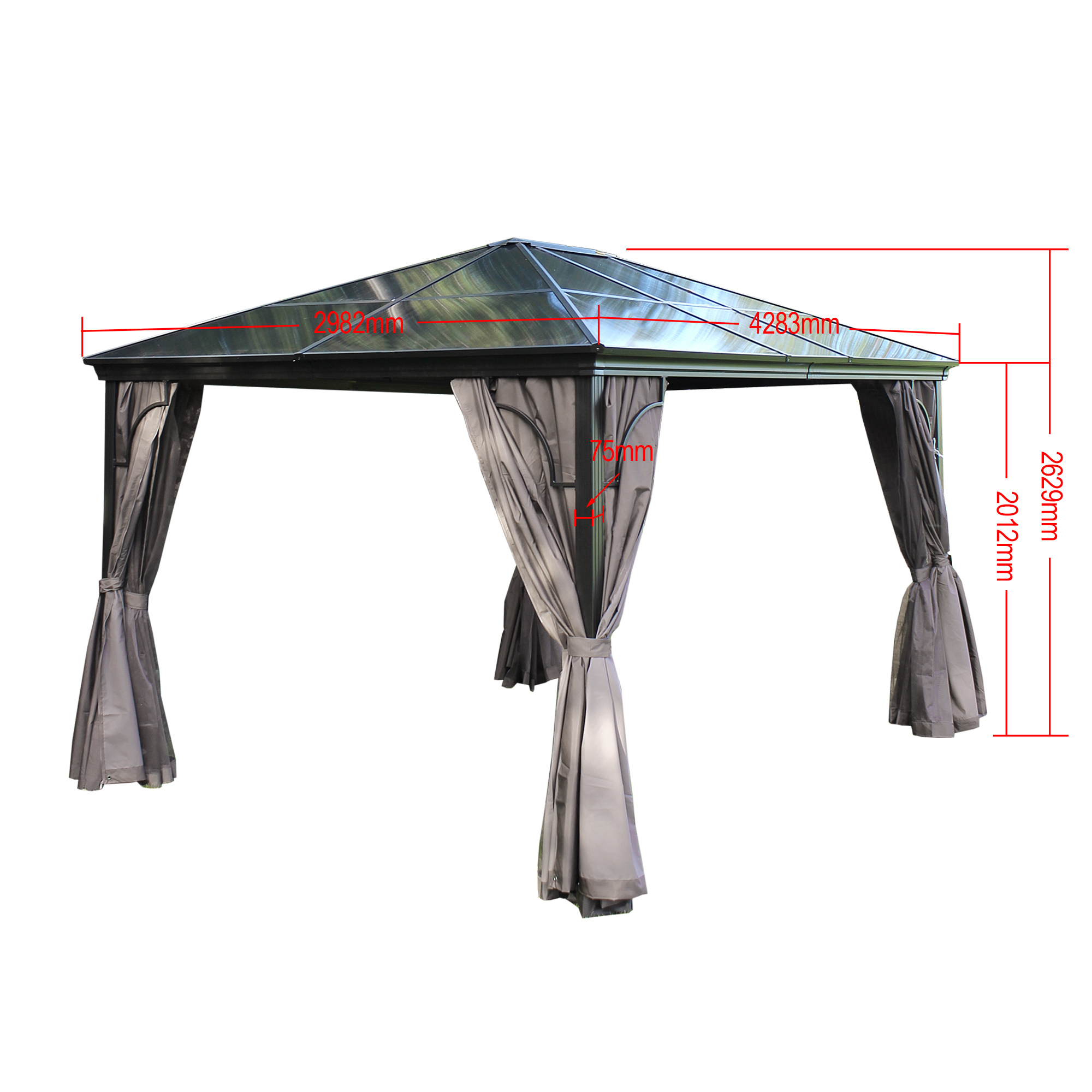 Pavillon Gartenpavillon 3x4,2m  Sahor anthrazit Aluminium UV-Schutz