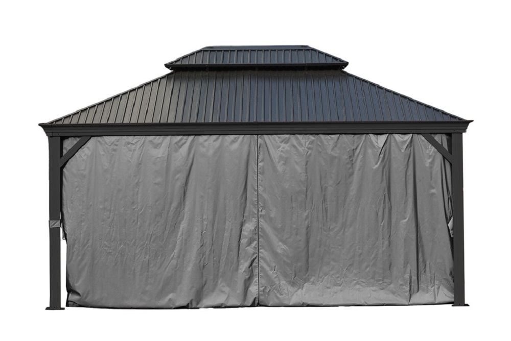Alu Garten Pavillon DAMASKUS 3x3,65 m mit festem Metalldach Pergola