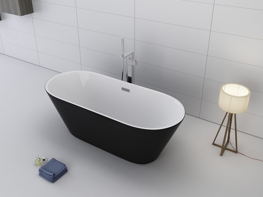 Badewanne Design LAUSANNE II schwarz Freistehend 170 x 80 cm