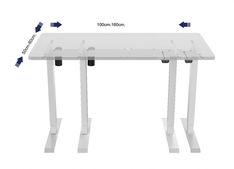 Height-adjustable desk (base + tabletop), white