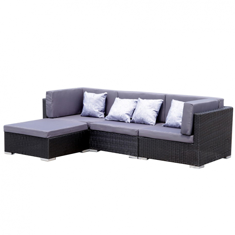 Garden furniture lounge set Bergen I in black-grey in Aluminium