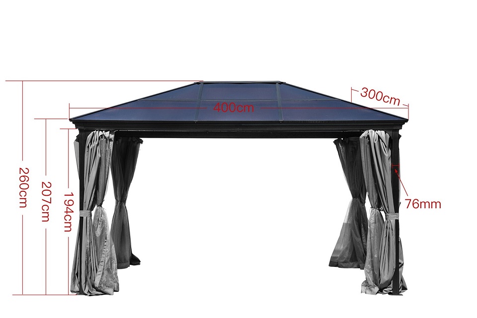 Pavillon Gartenpavillion Pergola Alu mit festem Dach Outdoor Taneo 4x3 m