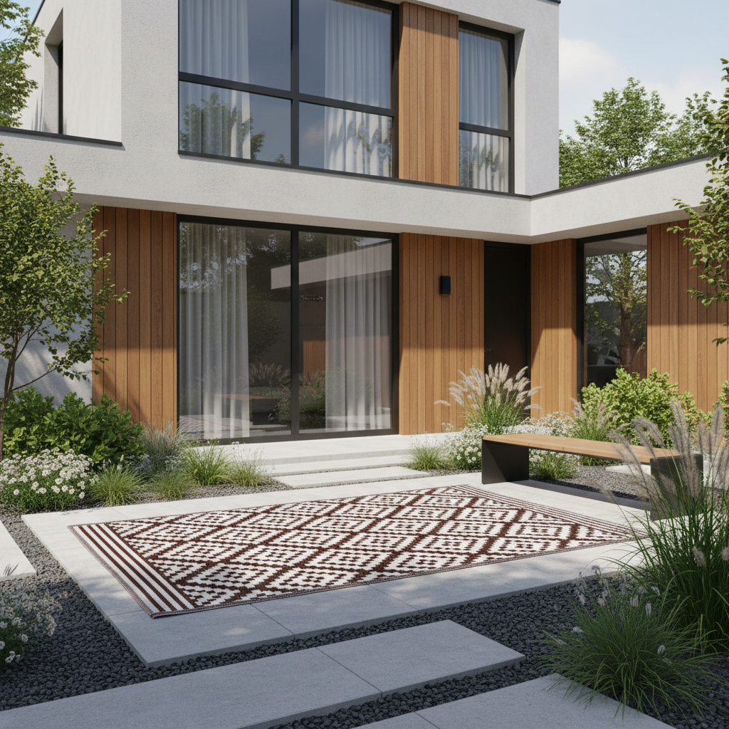 Garten Teppich Outdoor Kunststoffteppich AUSTIN braun 240x300 cm Terrasse Balkon