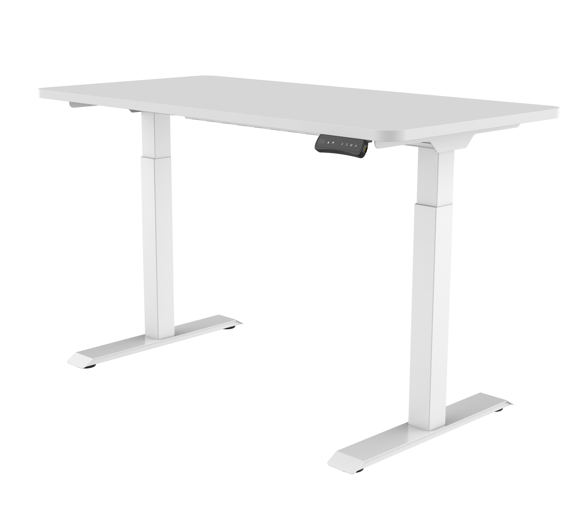 Motorized frame for height-adjustable desk with dual drive