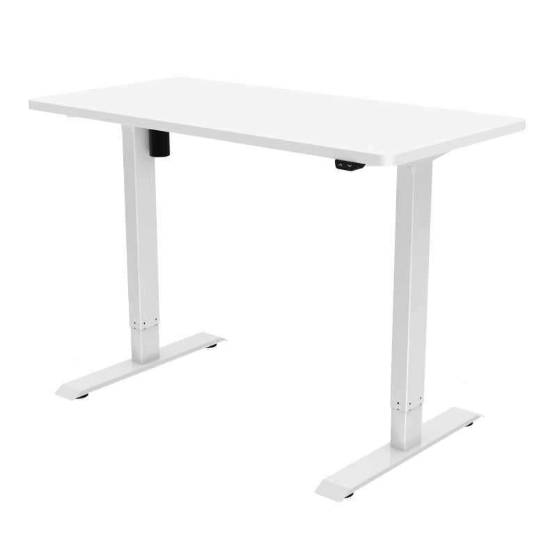 Jet-Line höhenverstellbarer Schreibtisch Gestell inklusive Tischplatte 140 x 70 cm weiss